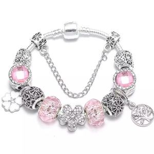 silver Plated DIY Bracelet with all charms